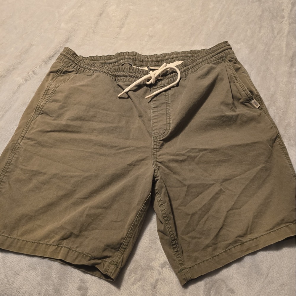 Vans Chino Shorts Mens Medium Black Slash Pockets Casual Summer Drawstring Waist